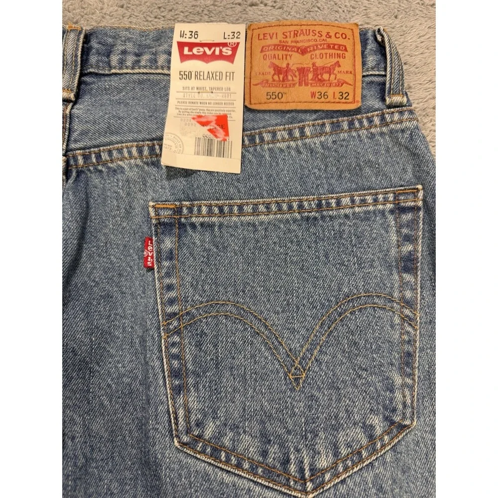 Levis 550 Jeans Men‎ 38x32 Blue Relaxed Fit Straight Denim Y2K NWT